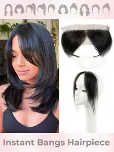 Women's Frontal Hair Extensions, Instant Bangs, Real Human Hair, Seamless Blend, Natural Look, Quick Style Change, Daily Wear, Role Play
