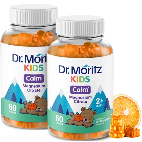 DR. MORITZ Magnesium Citrate Gummies - 100mg Calm & Relaxation Support, Orange Flavor, Sugar-Free, GMO-Free Healthcare Supplement - 60 Count for Adults & Kids 2+