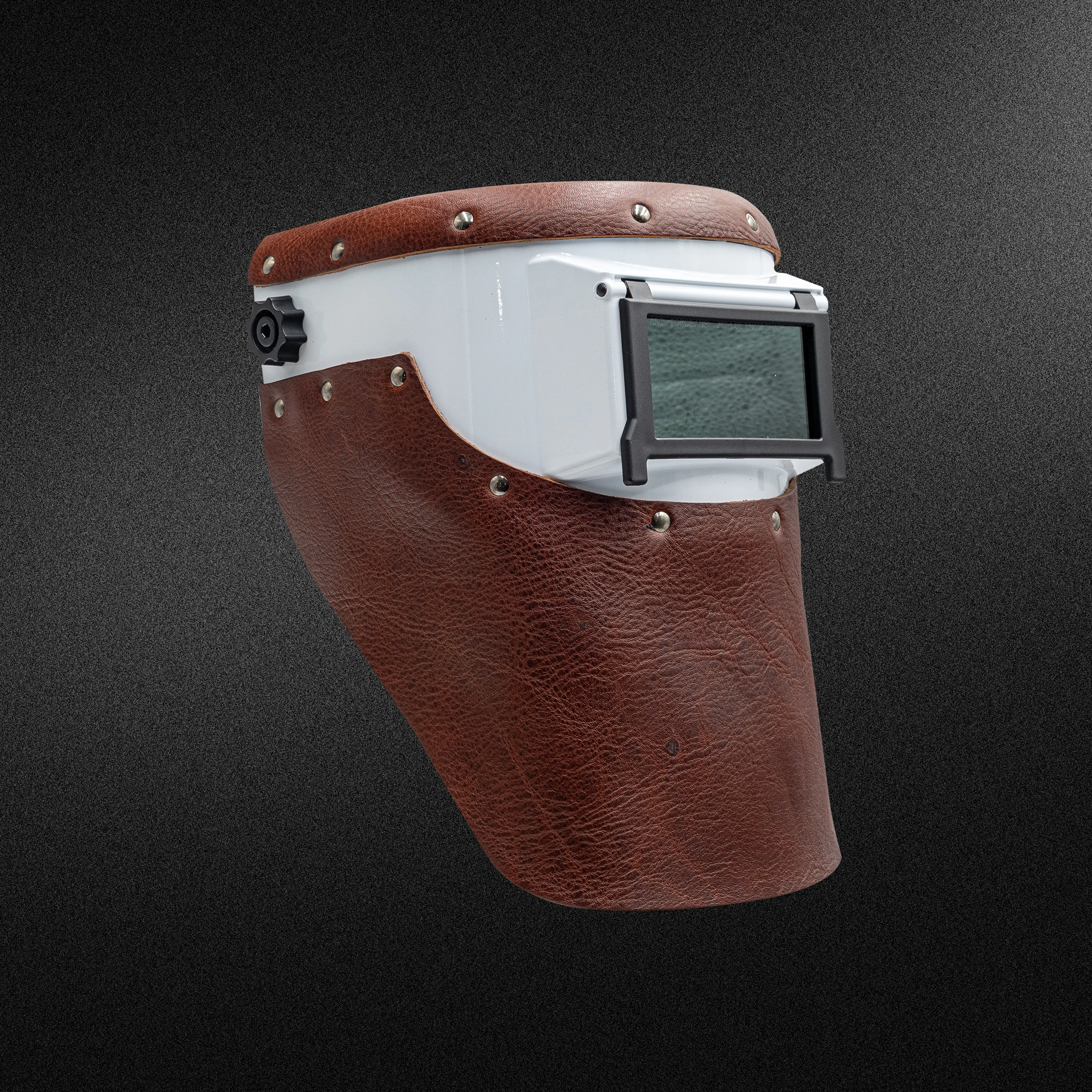 White Slimline - Brown Leather Welding Hood White Slimline - Brown Leather Welding Hood