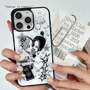 NANA Anime Romantic Graffiti Phone Case - Rhinestone Decor Y2K Style | TikTok Trendy Aesthetic