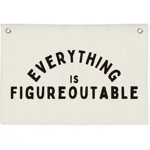 Everything is Figureoutable Inspirational Wall Decor Office Motivational Wall Decor Classroom Linen Canvas Banner Hanging Flag 20x30 Inch