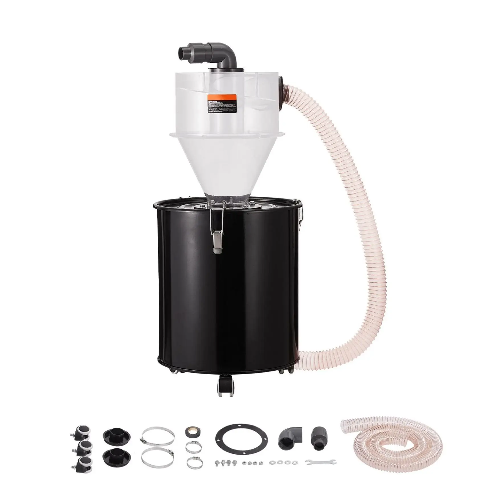 4" Cyclone Dust Separator, Metal Tank Dust Deputy for Shop Vac, ABS Cyclone Separator for Dust Collectors, 2" Adapter, 13.21 Gallon, Workshop Cleaning Separator + Vacuum