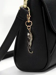Vintage Leopard Print Keychain, Metal Panther Pendant, Eye Rhinestone Design, Unisex Key Ring, Key Charms, Keychain for bags & Car Key Accessory, Perfect Gift
