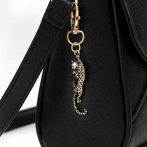 Vintage Leopard Print Keychain, Metal Panther Pendant, Eye Rhinestone Design, Unisex Key Ring Charms for Bags & Car Key Accessory, Perfect Gift, Metal Key Chains