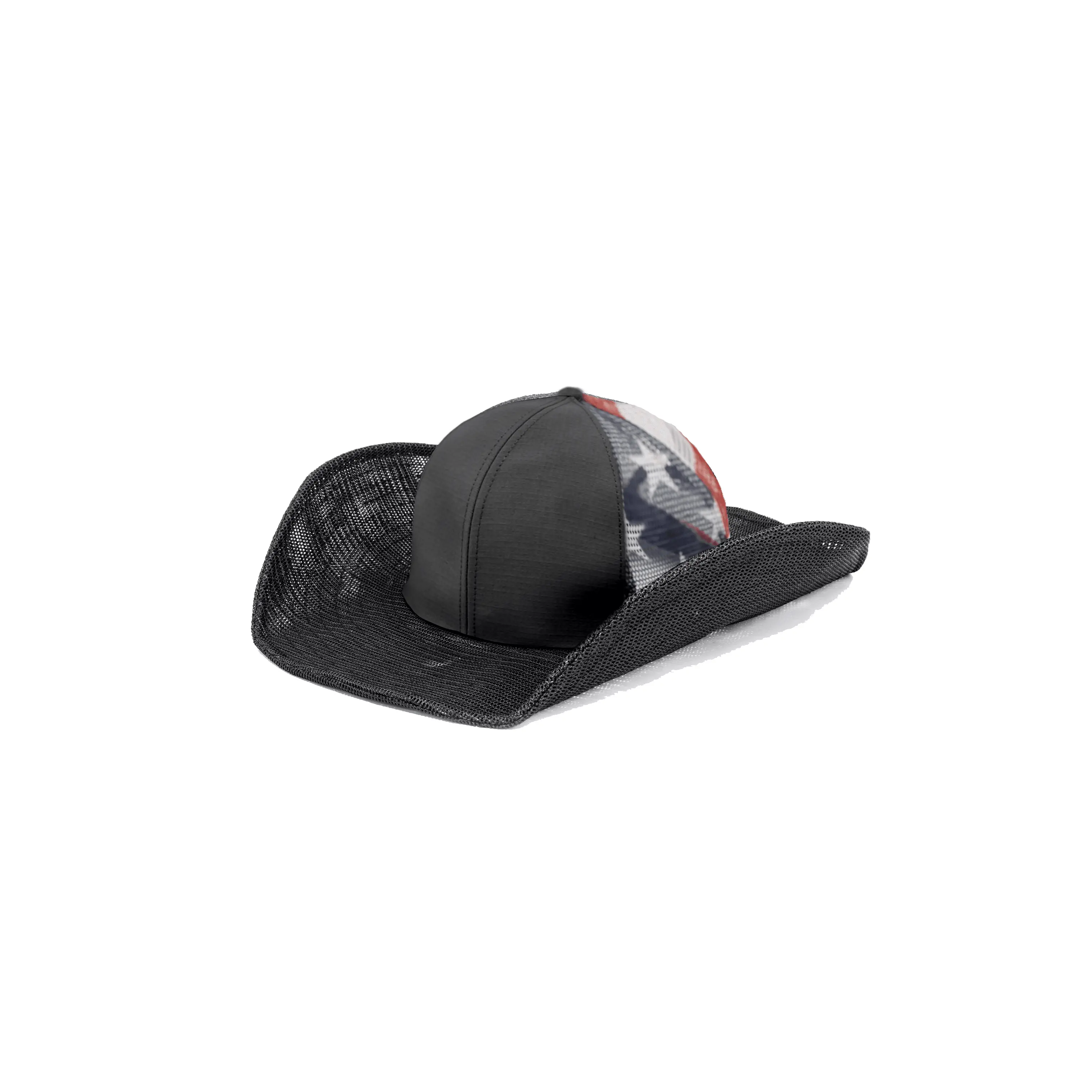 BLACK USA MESH COWBOY SNAPBACK: 6 PANEL - BLANK