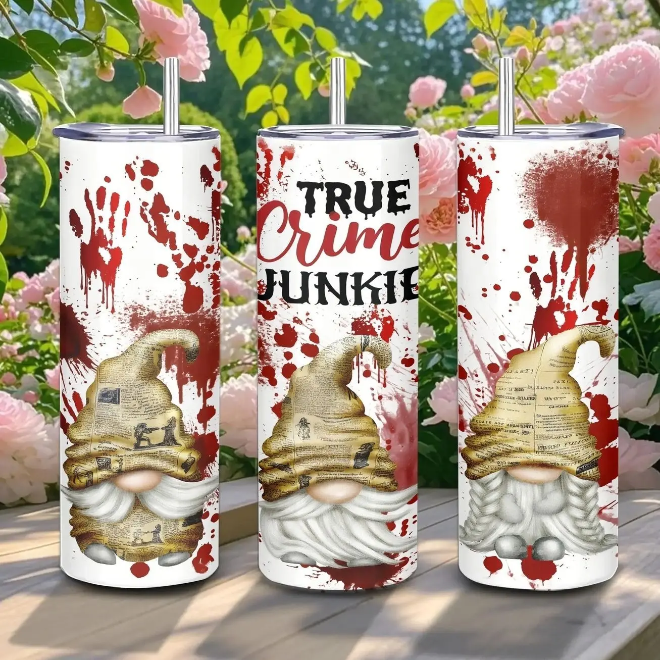20oz Stainless Steel Tumbler, 1 Count The Gnome Did It Pattern Insulated Water Bottle, Stainless Steel Thermos, Stainless Steel Flask, Drinking Cup for Home Office School