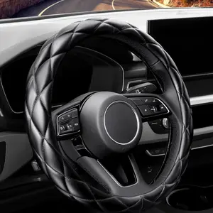 Soft Microfiber Leather Steering Wheel Cover, Universal 15 Inch for Women Girls, Fit , Sedans, SUVs, ,  - Black