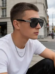 Vintage oversized Square Frame Street Style Trendy Casual Sunglasses with double-bridge design and UV400 protection. Premium texture, unisex style. Ideal for travel, beach, driving, cycling, music festivals, beach weddings and parties.