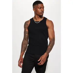 Classic Ribbed Tank Top - Black