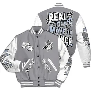 Varsity Jacket To Match Low Cement Grey 11s - Ones Move In Silence Graphic All Over Print GT4