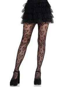 Cherie Heart Net Tights Breathable Fabric Cute Stockings