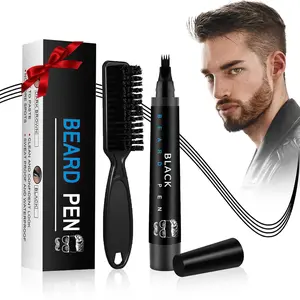 EELHOE Beard Pen Filler Kit for Men Waterproof Sweat Proof Long Lasting Oil Wax Base Natural Finish for Beard Eyebrow Scalp Easy Application No Smudging Perfect for Daily Use Black