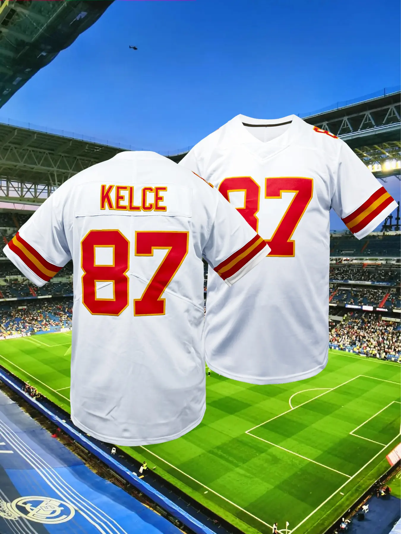 Chief 87 Men's American Football Jersey, Athletic Training Apparel, Embroidered Letter Design, Breathable Loose-Fit Short Sleeve Top for All Seasons, Athletic Tops, V Neck Jersey