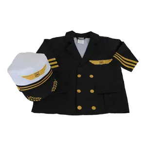 Kaplan Early Learning Airline Pilot Dress-Up Clothes | Kids Airline Captain Costume with Hat | Role Play Clothes for Children Ages 3-5