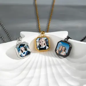 AS089 Colorful Personalized Picture Necklace Bracelet for Graduation Custom High School College Graduation Gift Memorial Photo Pendant Necklace For Men, Personalized Gifts For Him, Custom Valentines Gifts