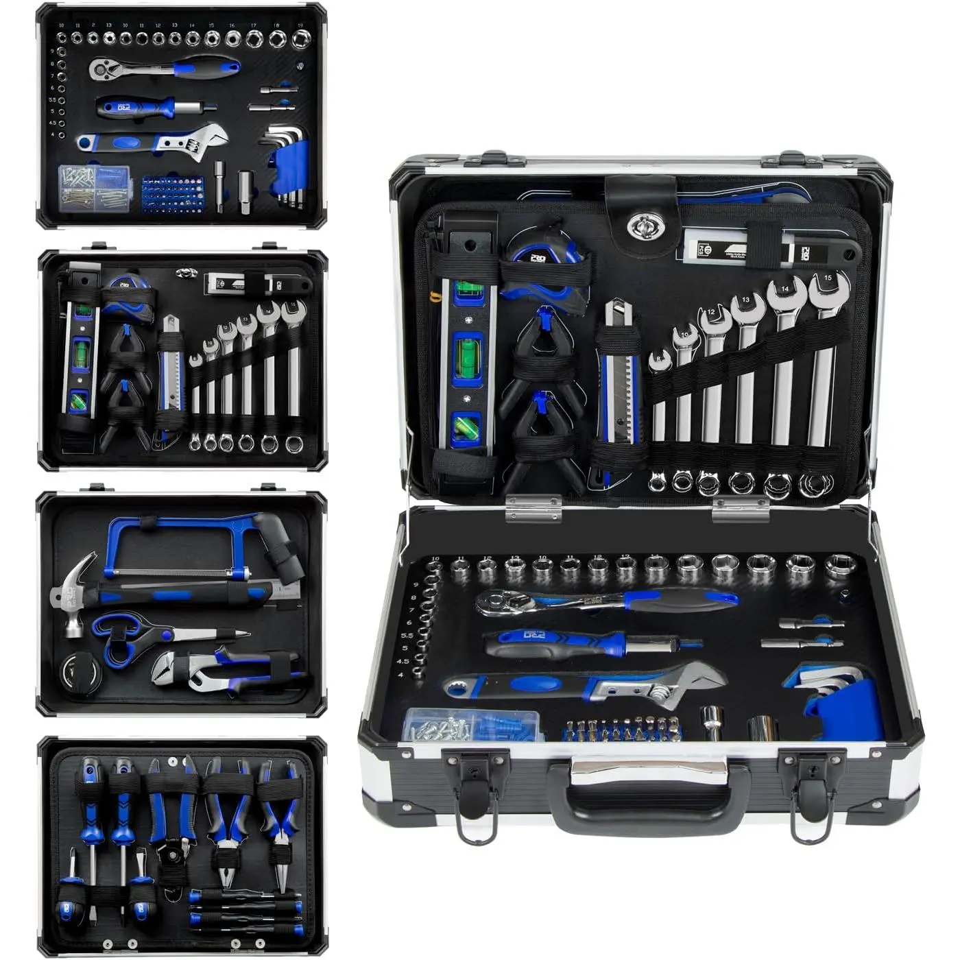 Home Tool Kit, 259-Piece Hand Tool Set with Aluminium Tool Box, for Home, RV, Car, Workshop and More  repair
