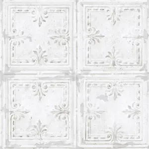 RoomMates  Tin Tile White Peel & Stick Wallpaper, Self Adhesive Wallpaper, Removable Wallpaper