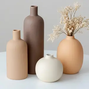 Modern Ceramic Vase Set, Neutral Colors, Decorative Vases for  Shelf Decor, 4 count Collection, Happy Birthday Gifts for Women Mom Her  Sister Wife Grandma, Self Care  (Coffee Mix set 4)