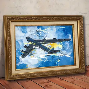 1Count Vintage Framed Painting, Cool Abstract Airplane Art, Nordic Style, Retro Poster Art, Valentine'S Day, Christmas And New Year Gift, For Living Room, Bedroom, Office Decor, Print Canvas Artwork