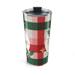 20oz Stainless Steel Insulated Portable Printed Christmas Tumbler with Lid and Straw - Stylish Glossy Kitchenware Drinkware, Custom Coffee Gift for Friends, Winter Celebration or Birthday Use (Temperature-Resistant)
