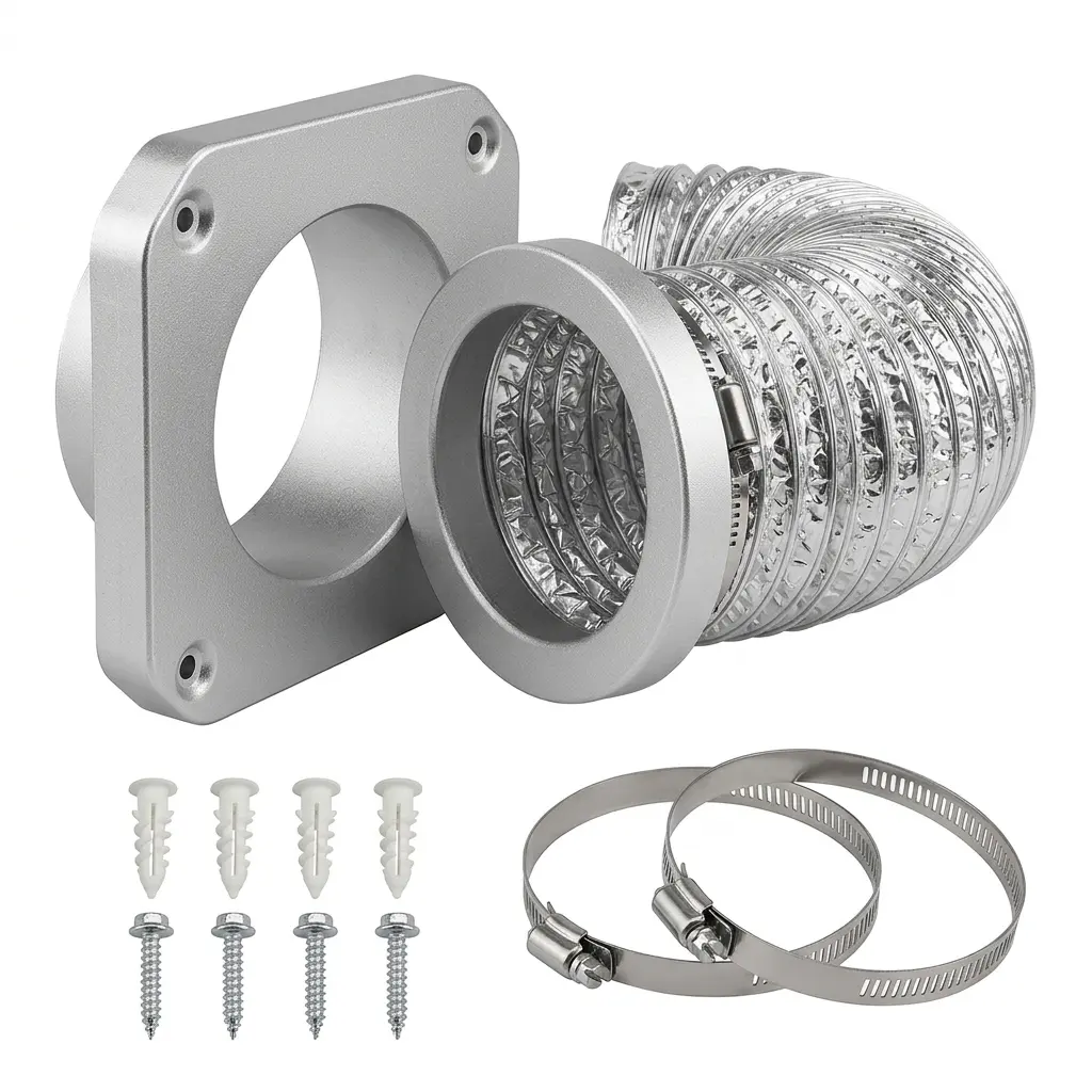 4 in Aluminum Alloy Magnetic Dryer Vent Connector Kit - DV180 Quick-Connect Sealed Safety Part, Magnetic Snap Space Saver, Easy Clean Easy-Install Accessory for Laundry Household Appliances
