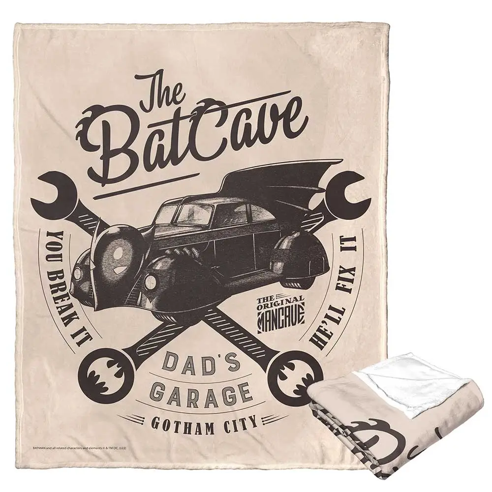 Batman Dad Cave Soft Touch Polyester Throw Blanket, 50x60 In, for Home, Room & House Decor, Room Decor, Bat Cave Print
