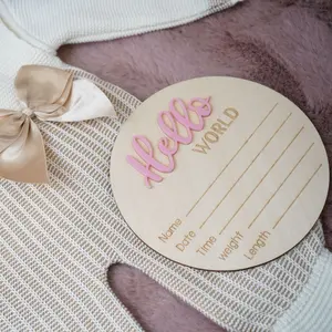 Hello World Baby Sign Announcement | Birth Stats - Girls