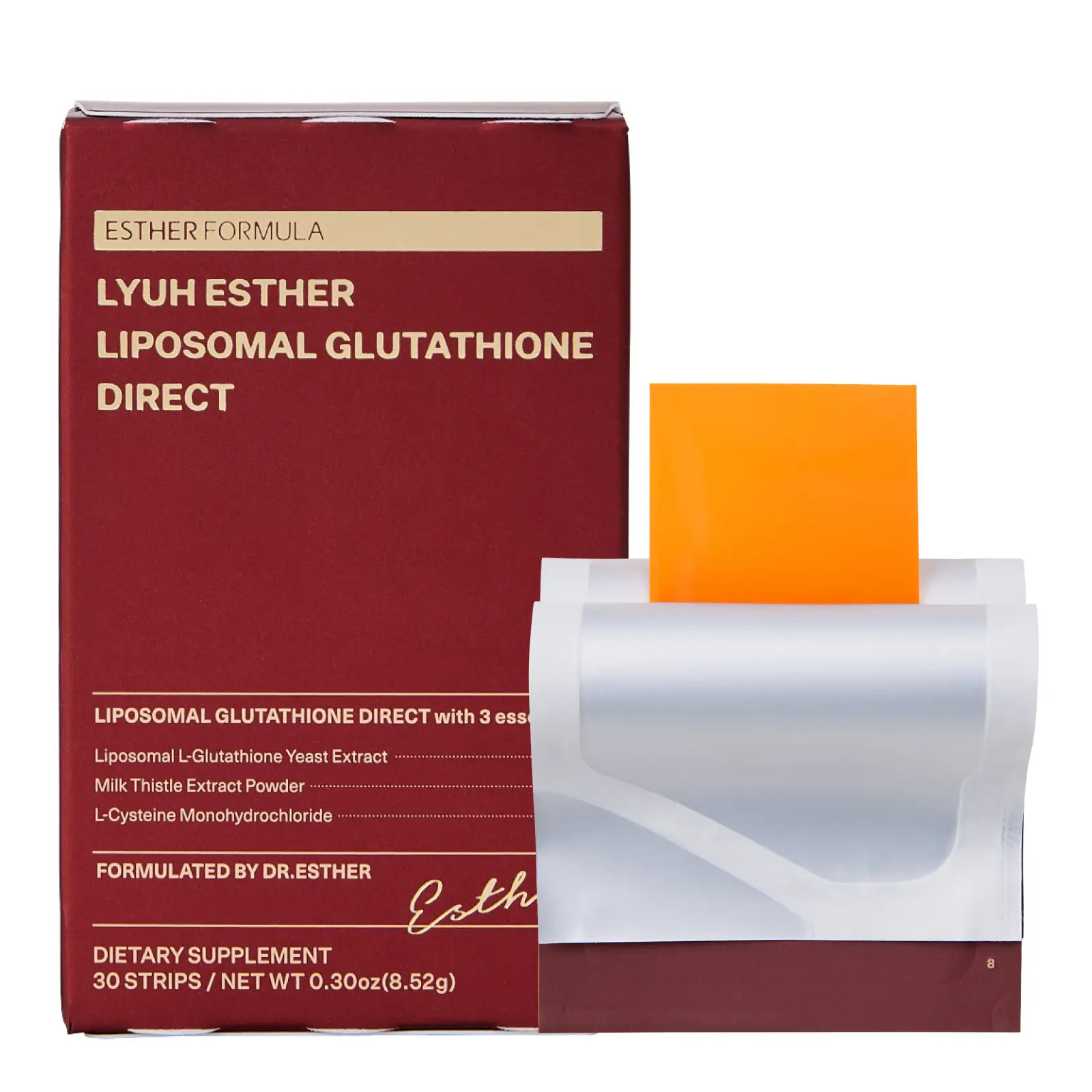 ESTHER FORMULA Liposomal Glutathione Direct (284mg*30stirps) Glutathione Strips, Korean Beauty Supplement Made in USA for antioxidant, Skin Tone Care,