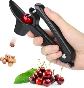 Cherry Pitter, Heavy-Duty Olive and Cherry Pitters Corer Tool with Space-Saving Lock Design, Multi-Function Cherries Stoner Seed Remover Tool for Making Cherry Jam