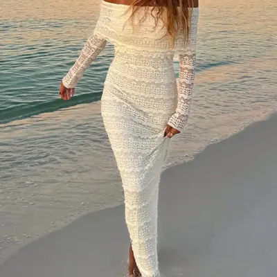 chinese dress ladies Retrofête Perdita Lace Dress | Off White | Size S main image 0