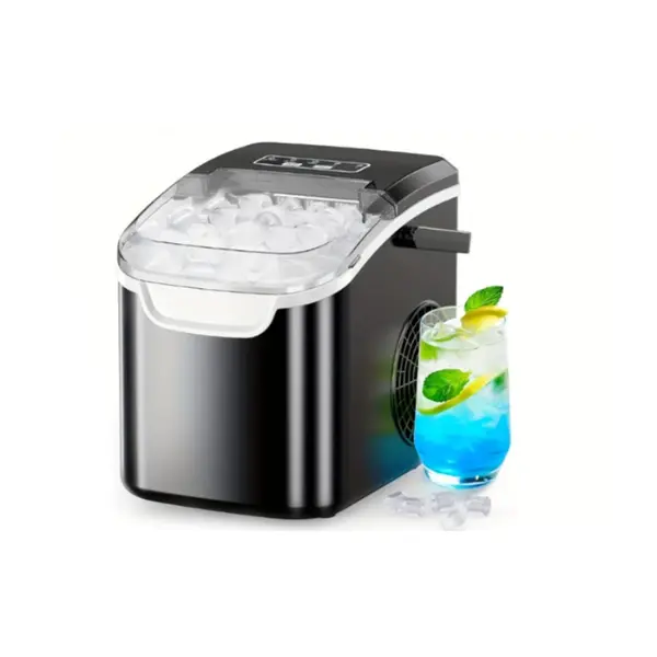 Countertop Ice Machines That Produce 26 Lbs Or 35 Lbs of Pebble, Sonic, Bullet, And Cube Ice Daily, Featuring a Self-Cleaning Function, an Ice Scoop, And an Ice Basket, Perfect for Home And Kitchen Use, Made of Stainless Steel in Silver