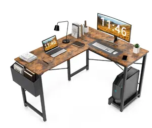 L Shaped Computer Corner Desk, Gaming Table 50 inch PC Writing Study Desk for Home Office Dorm Small Space, Rust