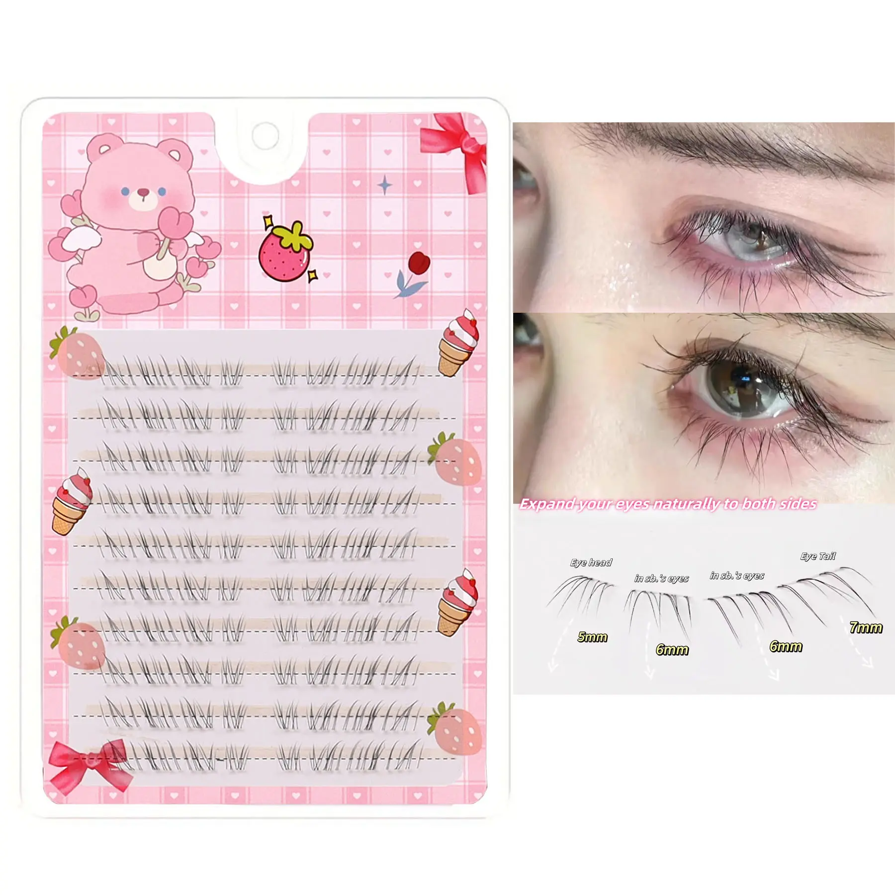 10 row DIY eyelash cluster kit, Fluffy lash clusters, Cluster False Eyelashes, lash extensions, self grafting, easy to apply, with transparent stem, suitable for beginners and reusable, Korean style, natural fluffy appearance, C-shaped curl, 6-9mm length