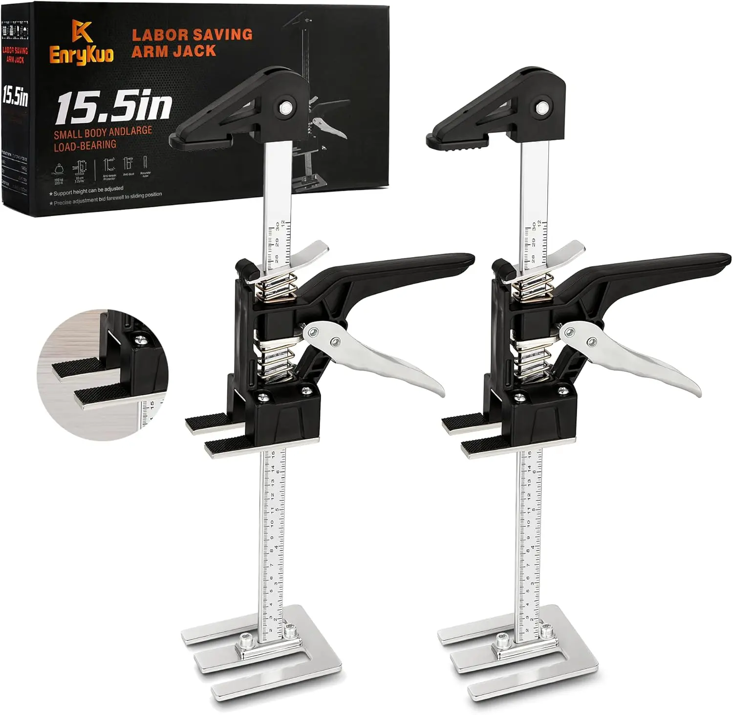 Saving Arm Jack 2 Pack,15.5 Inch Multifunctional Furniture Lifter Jacks for Installing Cabinets and Wall Tile Adjuster Tool