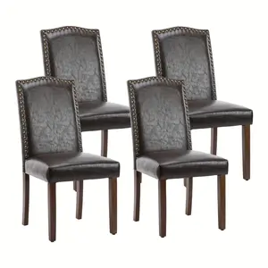 Dining Chairs, Parsons Dining Chairs Upholstered Fabric/PU Leather Kitchen Side Chairs With Nailhead Trim For Kitchen Dining Room Living Room Furniture Home&Office