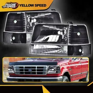 Headlights w/Corner Signal Bumper Lamps Fit For 92-96 Ford Bronco F150 F250 F350