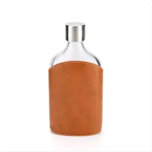 Glass Flask with Leather Pouch