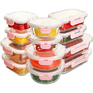 12 Pack Glass  Storage Containers Set, Glass Meal Prep Containers with , Airtight Lunch Containers, Dishwasher Safe,