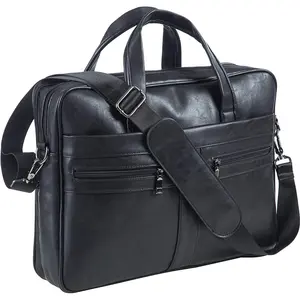 Men's Business Travel Briefcase Leather Handmade Messenger Bags Laptop Bag 15.6 17.3 inch
