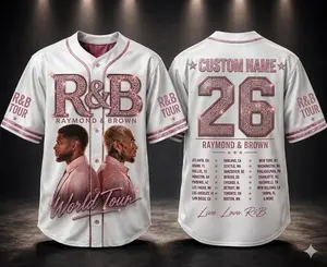 Men's R&B Tour Inspired Baseball Jersey, Hip Hop Concert Shirt, Urban Streetwear Graphic, Shirt Unisex