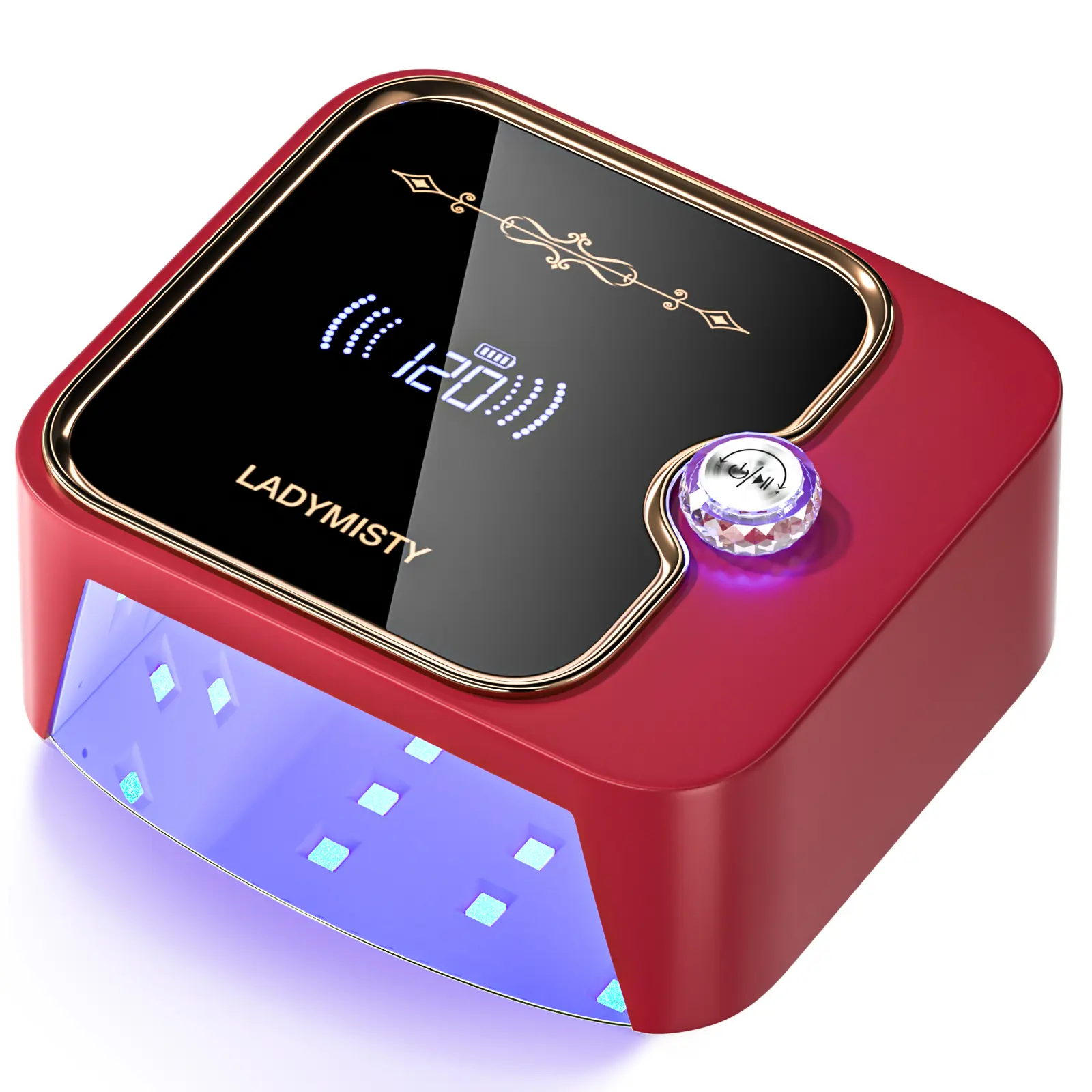 LadyMisty 268W UV Nail Lamp Cordless, Rechargeable UV Light for Gel Nails with Convenient Knob & Full LCD Display Screen, Portable LED Nail Lamp, Professional Nail Dryer for Nail Salon & Home