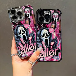 Scream Movie Retro Pink Phone Case for Horror Fans Compatible with iPhone 11/12/13/14/15/16 (Pro Max/Plus)