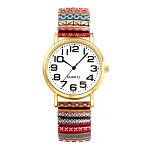 Women's Floral Elastic Watches: Easy Reader Analog Quartz Bohemia Stretch Band Watch Casual Expansion Band Wristwatch