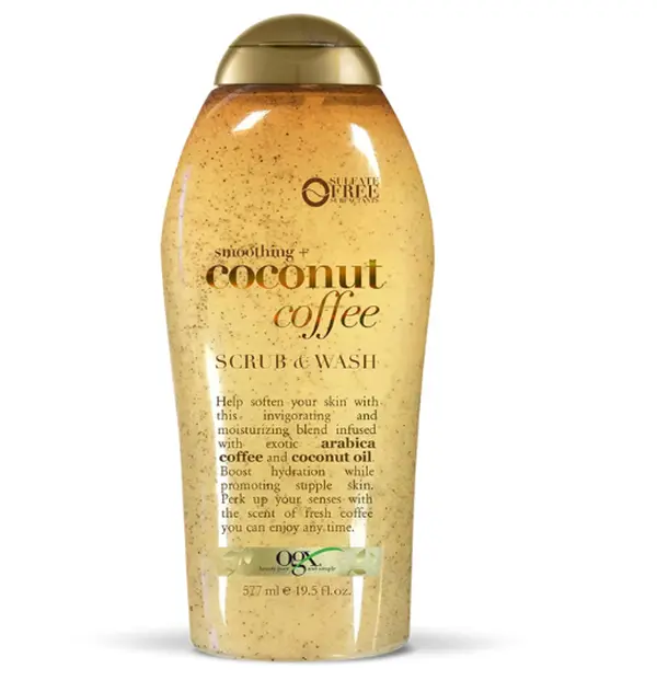 OGX Smoothing + Coconut Coffee Body Scrub, 19.5 fl oz | Infused with Arabica Coffee & Coconut Oil, Exfoliating, Hydrating Body Wash, Dry Skin, Paraben-Free, Sulfate-Free Surfactants