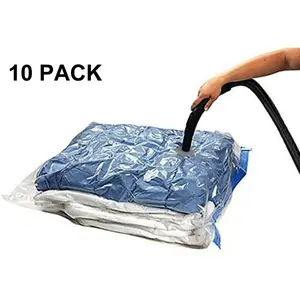 10 Pack Extra Large Vacuum Seal Storage Bags - Space Saver Ziplock Organizer for Clothes, Bedding & More Does not apply