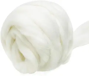 3.53oz Pure White Wool Roving, Needle & Wet Felting Supplies Chunky Yarn for DIY Hand Spinning