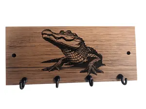 Gator Key Hanger, Wooden Wall-Mount Home Organizer Hook, Decorative Gift for Indoor and Outdoor Use