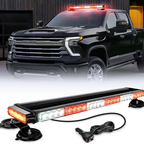 Nilight 29.5" Roof Top Strobe Light Bar - 56LED Work Unit, Magnetic Snap-on Mount, 12V-24V High Intensity Rear Windshield Visor LED Backlights, Strobe Light Kit, Glossy Midnight Vehicle Accessory for Snow Plow Trucks