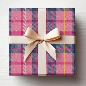 Pink Plaid Tartan Wrapping Paper, Pink and Blue Plaid Gift Wrapping, Pink Christmas Gift Wrap Roll, Gift Wrapping Pink Plaid
