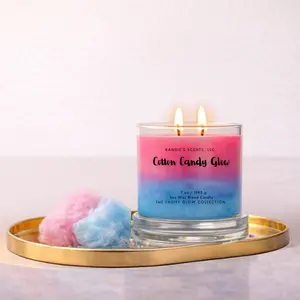 Cotton Candy Glow Scented Candle 7oz Glass Jar | Sweet Fruity Hand Poured Soy Candle | Fun Nostalgic Home Fragrance